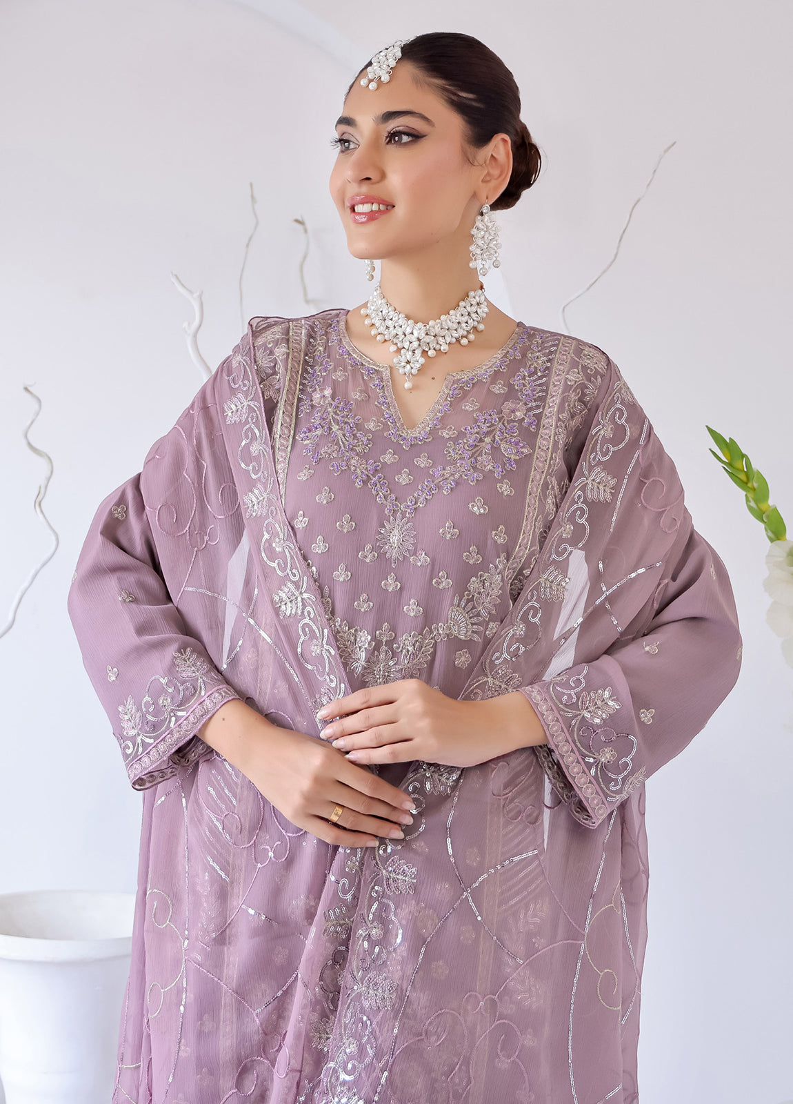 Zahikah By Bin Hameed Luxury Embroidered Chiffon Untitched 3pcs