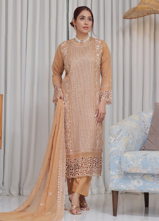 Nisha Embroidered Chiffon Semi-Stitched 3pcs