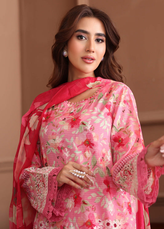 Keyaan By Johra Embroidered Chikankari Printed Bana Dora Lawn Unstitched 3Pcs