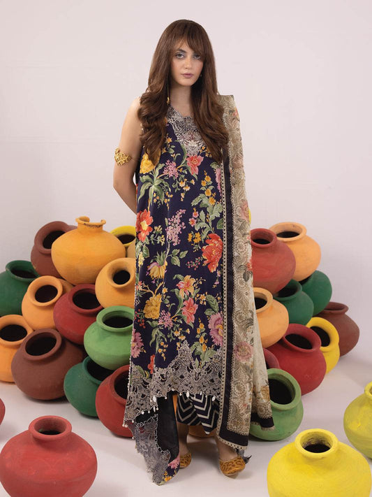 RANGEELI Digital Printed Embroidered Unstitched Lawn 3pcs - Jotey