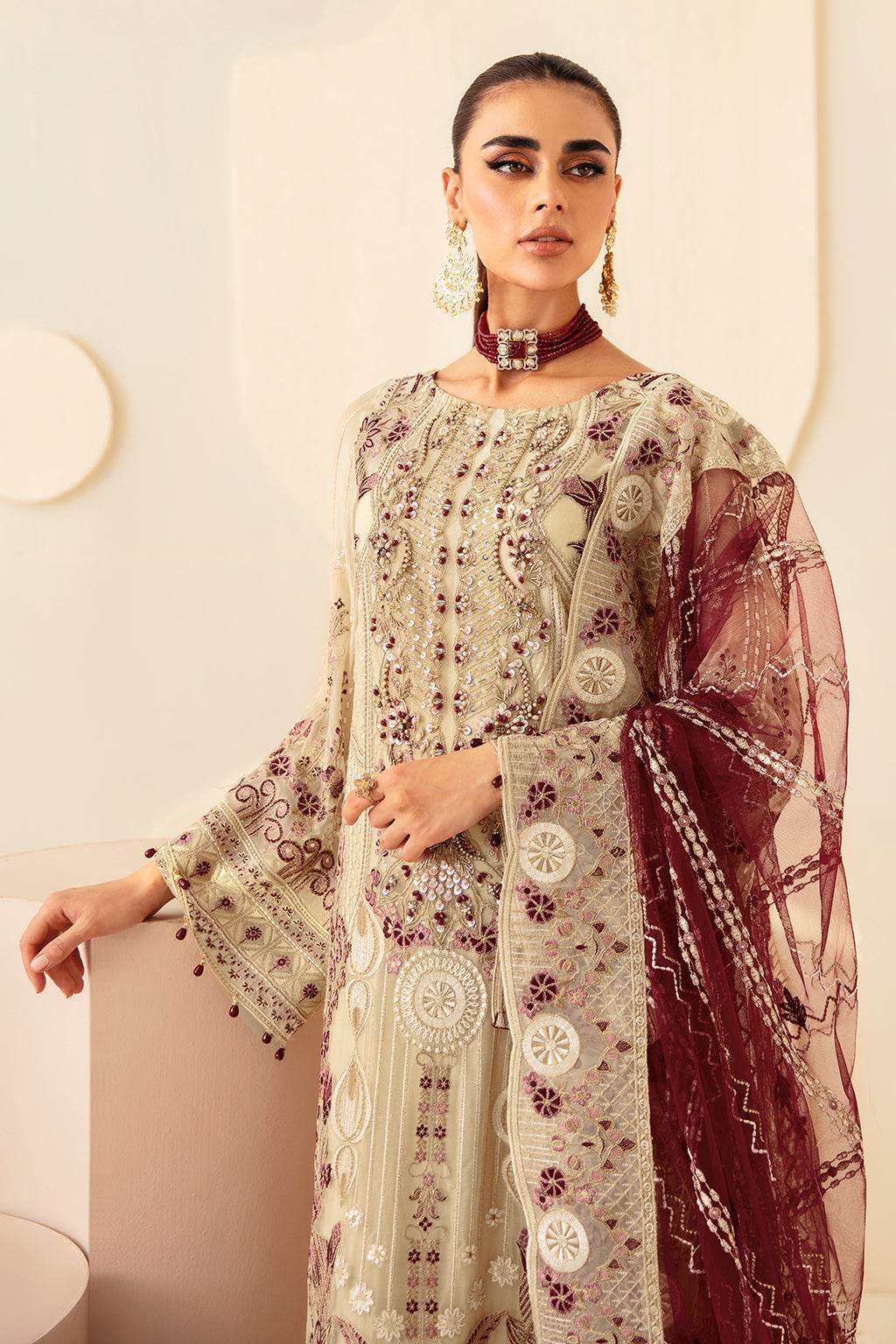 Ramsha Dastoor Chiffon Vol-01 Unstitched 3pcs - Jotey