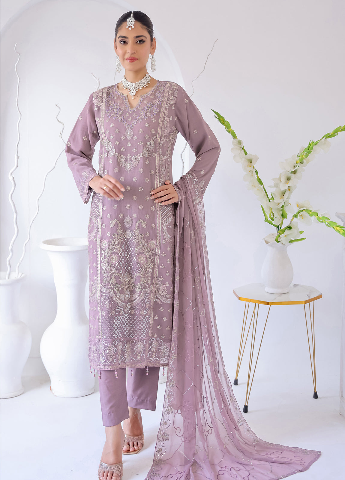 Zahikah By Bin Hameed Luxury Embroidered Chiffon Untitched 3pcs