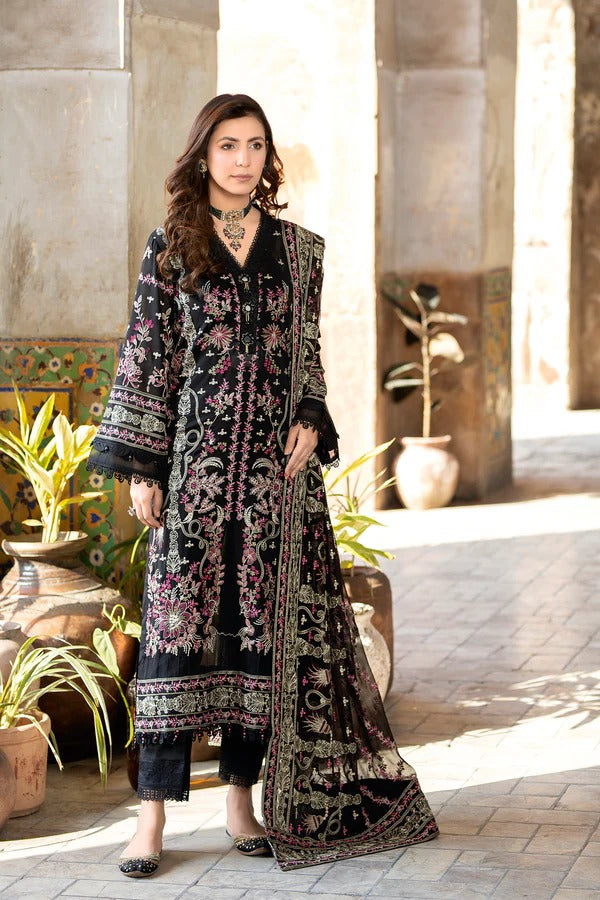 Johra Gold Swiss Voil Havy Embroidered Lawn Unstitched 3Pcs
