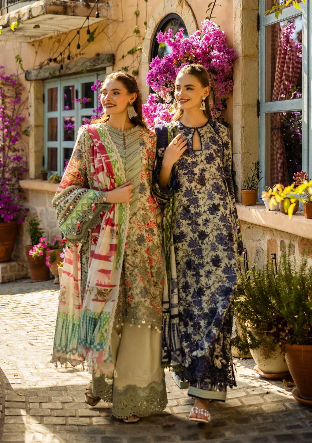Elaf Print Chikankari Unstitched Lawn 3pcs - Jotey
