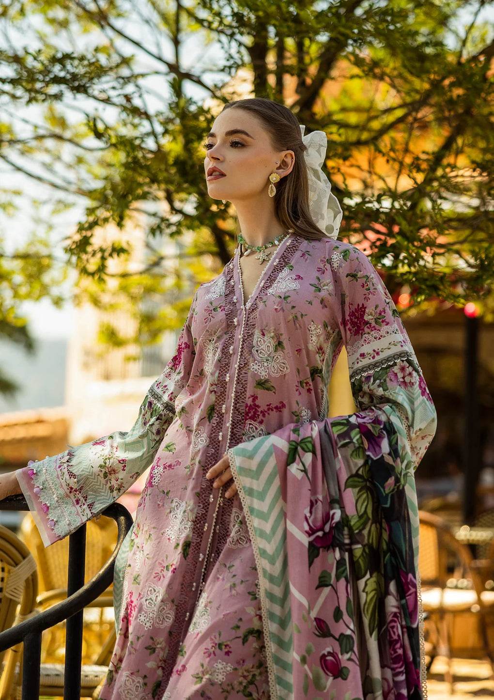 Elaf Print Chikankari Unstitched Lawn 3pcs - Jotey
