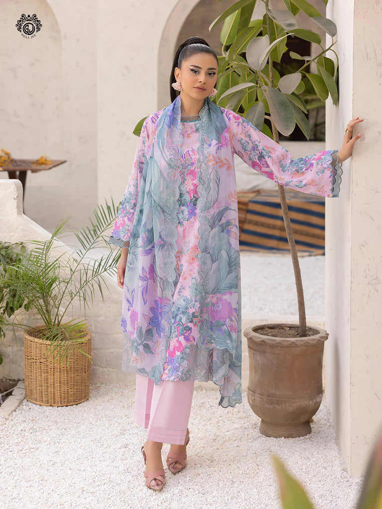 Mishaal By Gull Jee Embroidered Edit'26 Digital Printed Lawn Unstitched 3Pcs