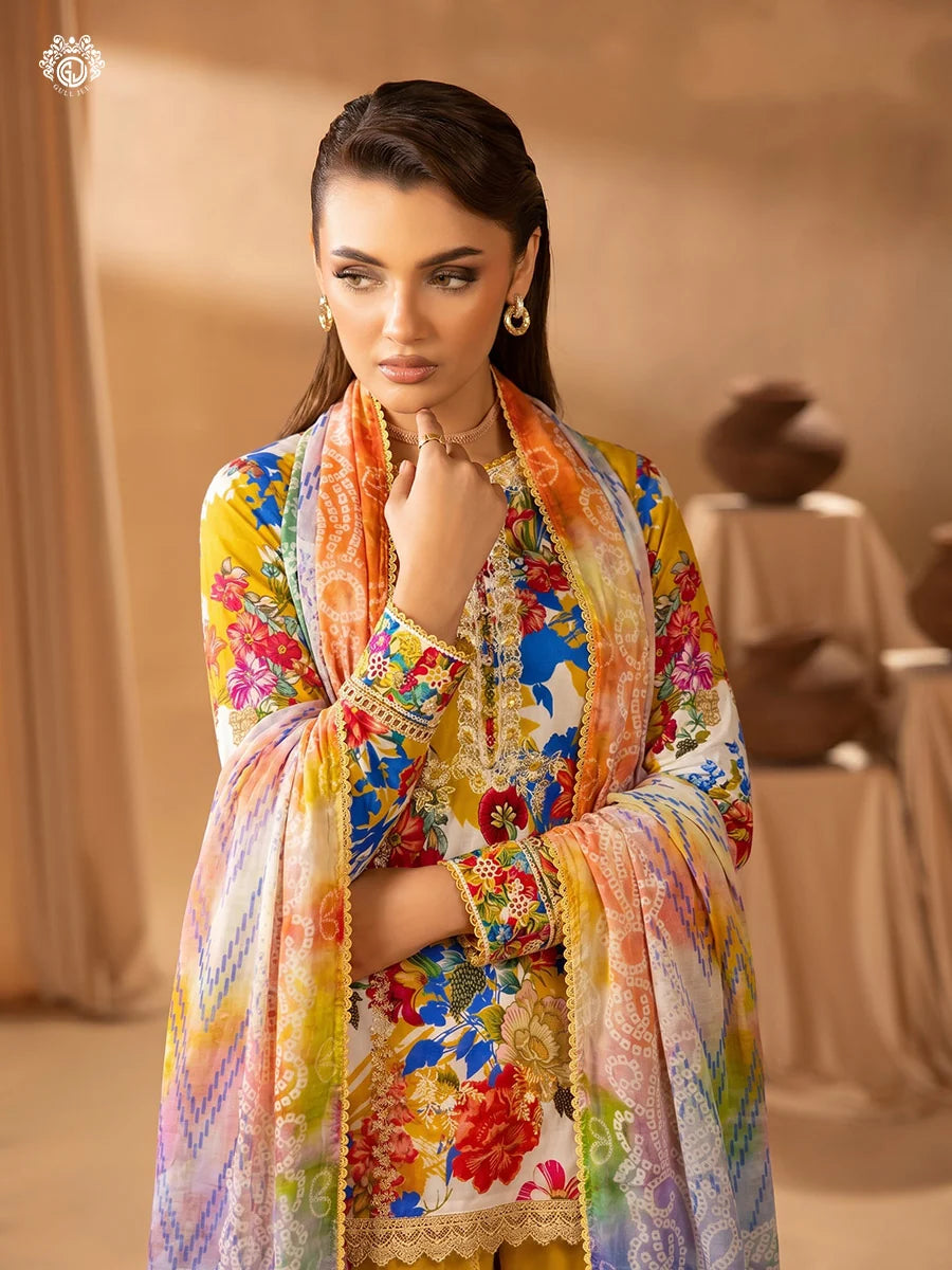 Printkari By Gull Jee Embroidered Digital Printed Lawn Unstitched 3Pcs