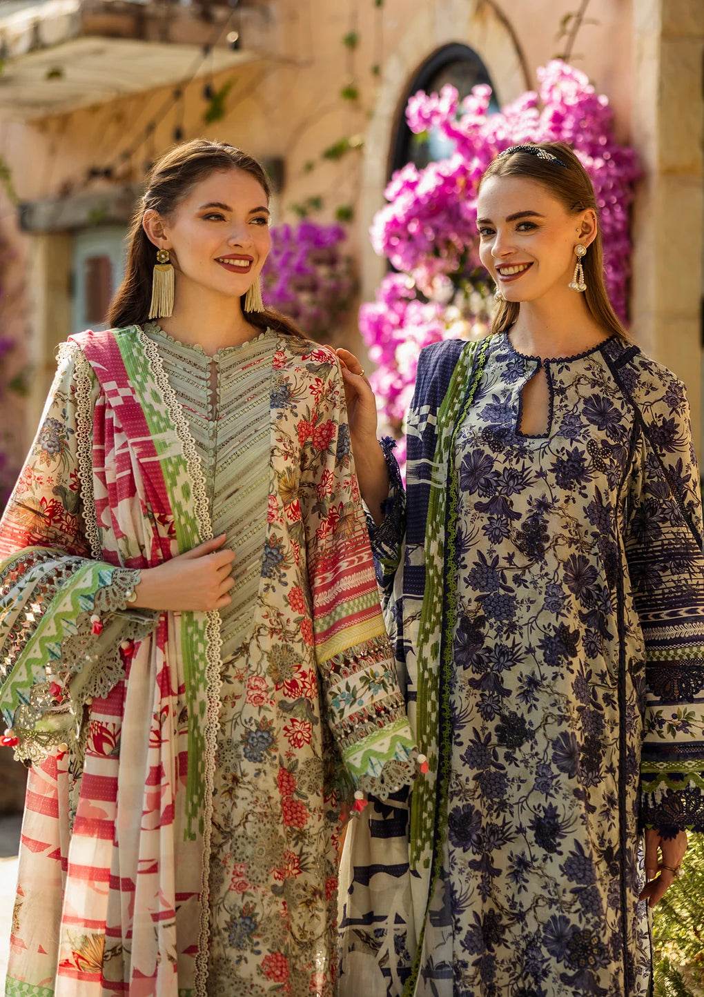 Elaf Print Chikankari Unstitched Lawn 3pcs - Jotey
