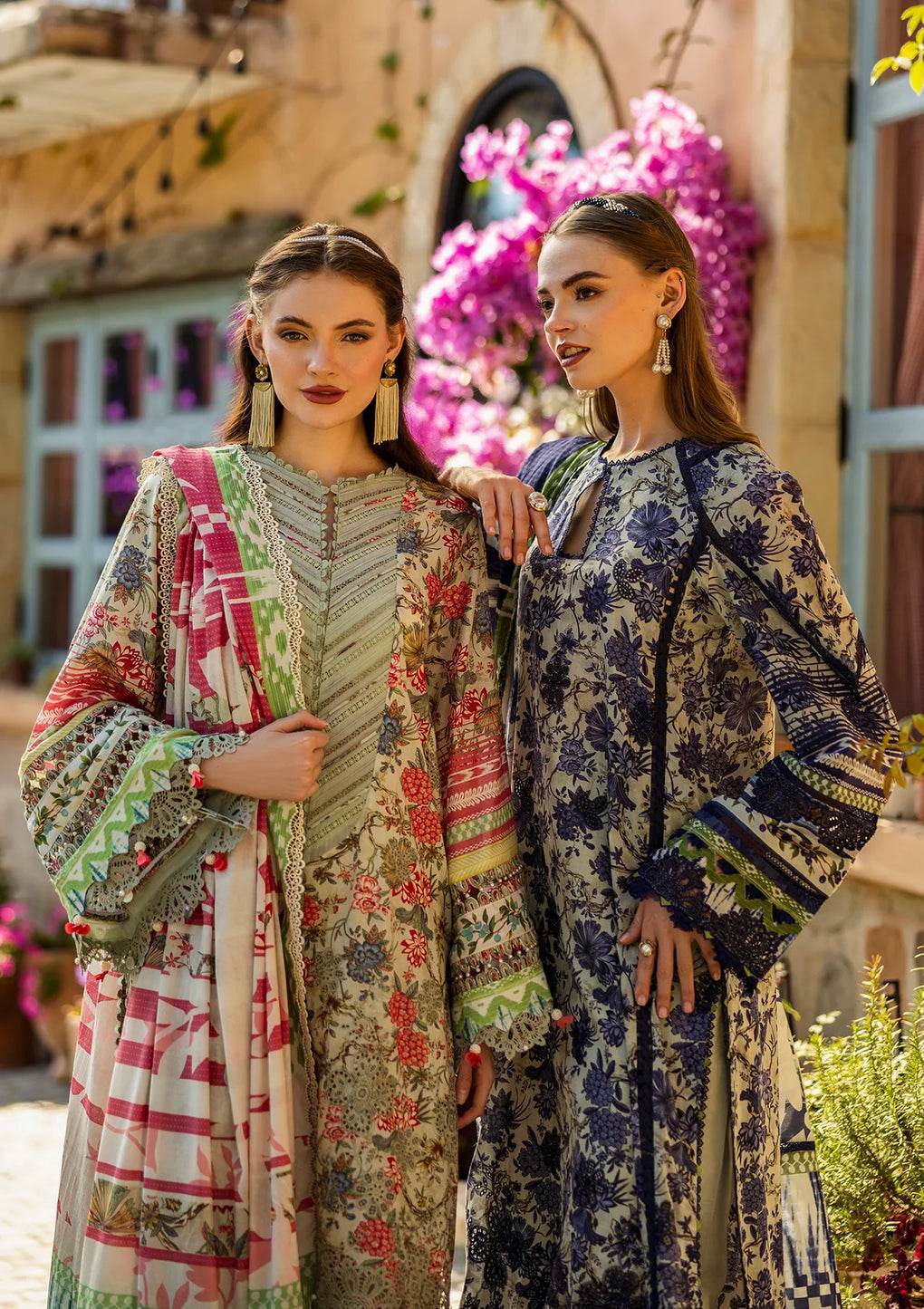 Elaf Print Chikankari Unstitched Lawn 3pcs - Jotey