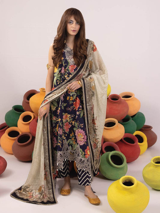 RANGEELI Digital Printed Embroidered Unstitched Lawn 3pcs - Jotey