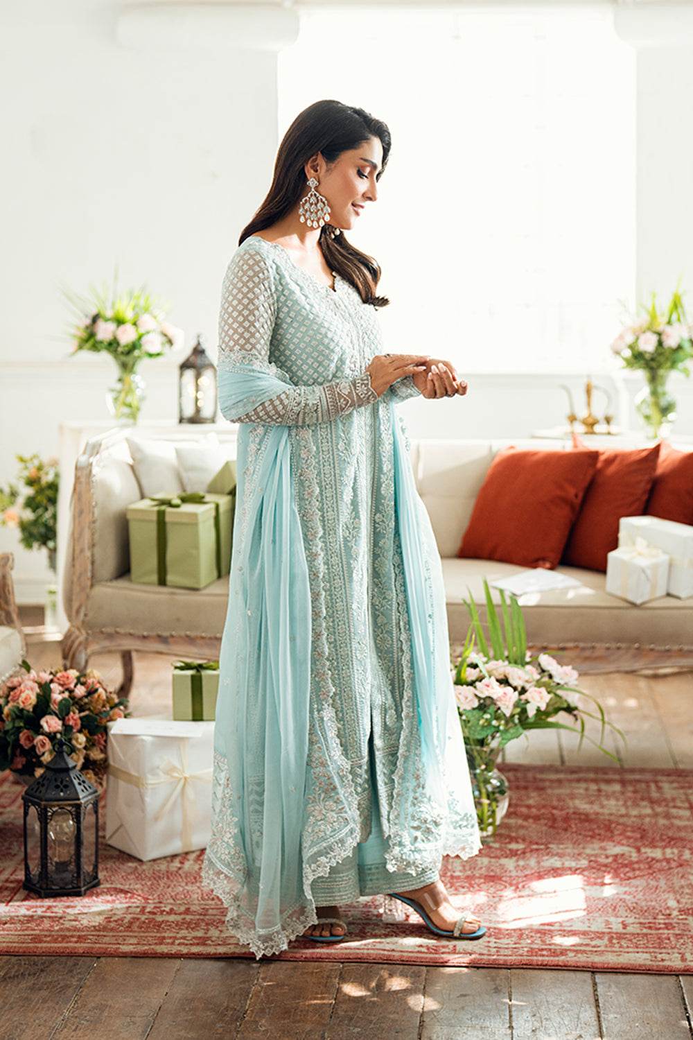 Azure Luxe'25 Embroidered Chiffon Unstitched 3pcs - Jotey