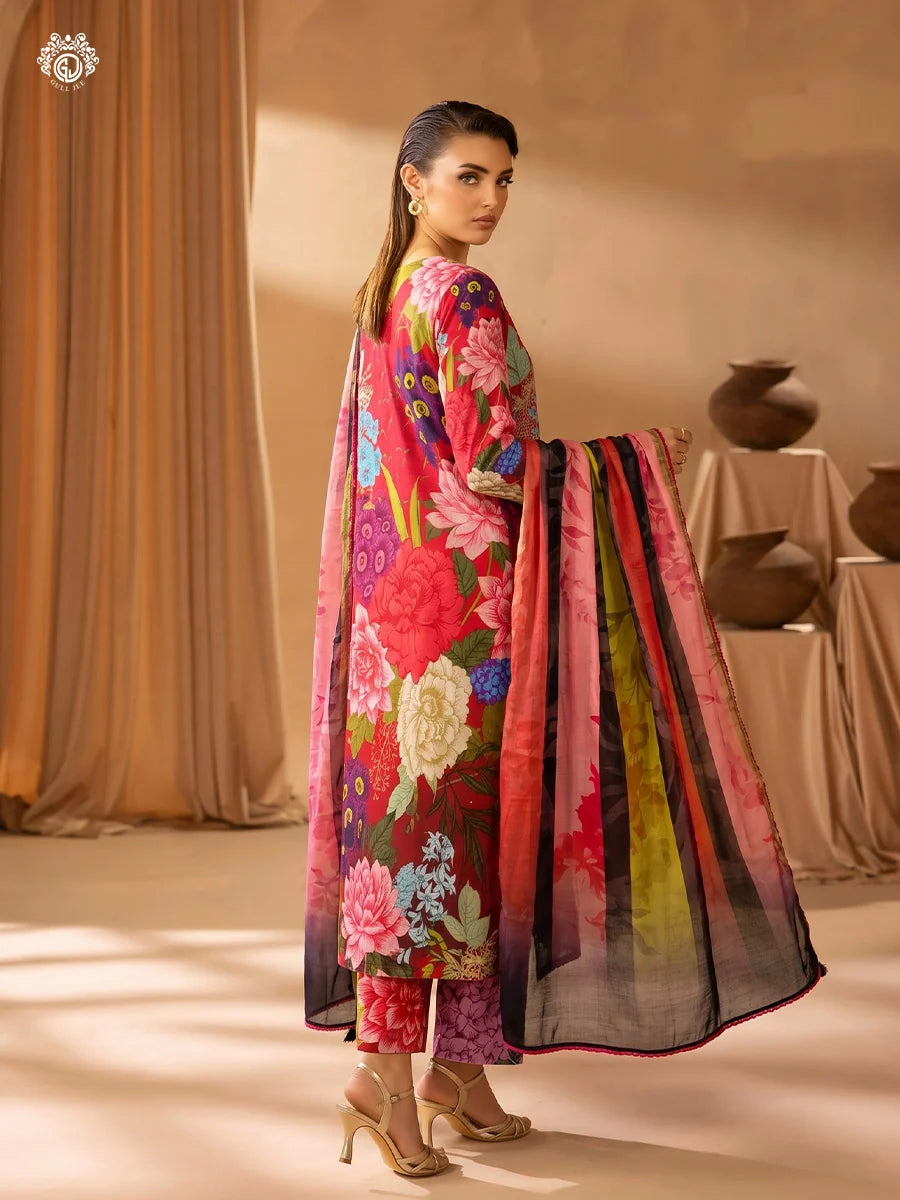 Printkari By Gull Jee Embroidered Digital Printed Lawn Unstitched 3Pcs