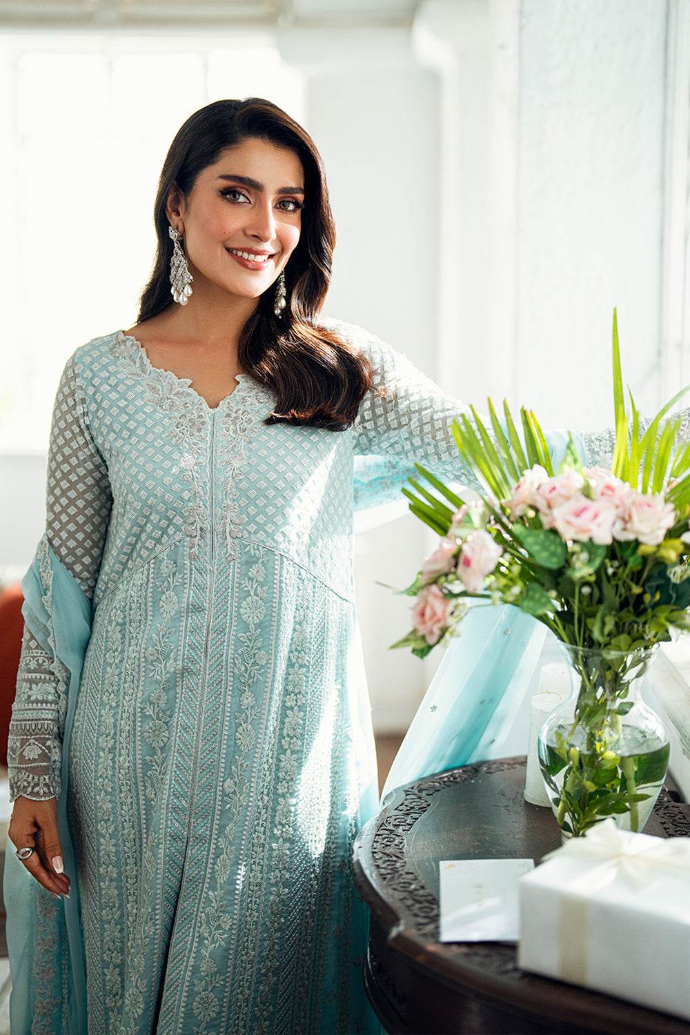Azure Luxe'25 Embroidered Chiffon Unstitched 3pcs - Jotey