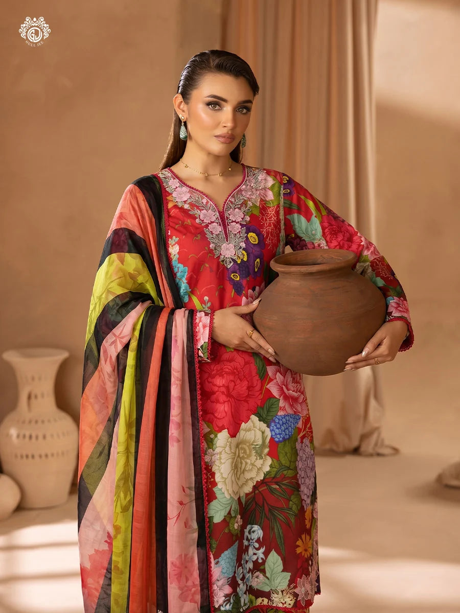 Printkari By Gull Jee Embroidered Digital Printed Lawn Unstitched 3Pcs