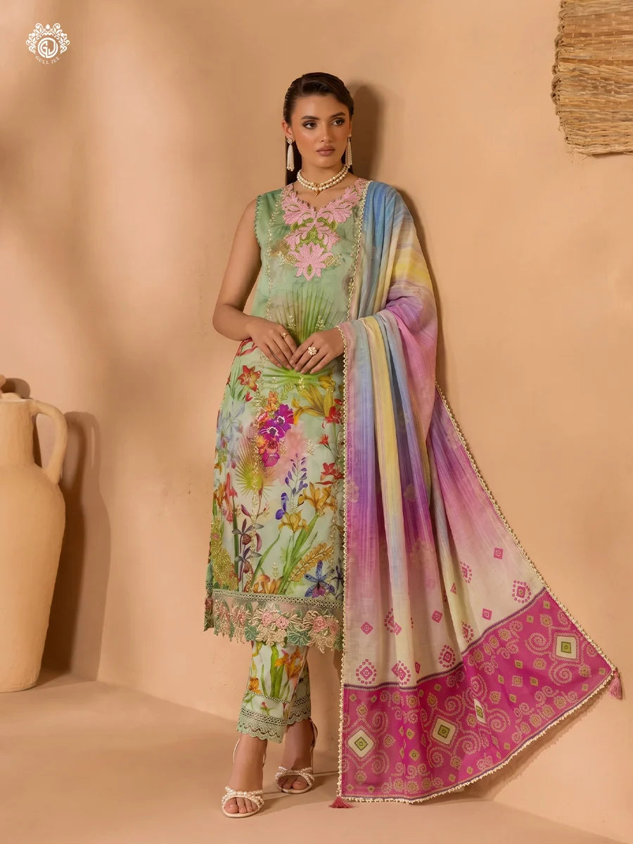Printkari By Gull Jee Embroidered Digital Printed Lawn Unstitched 3Pcs