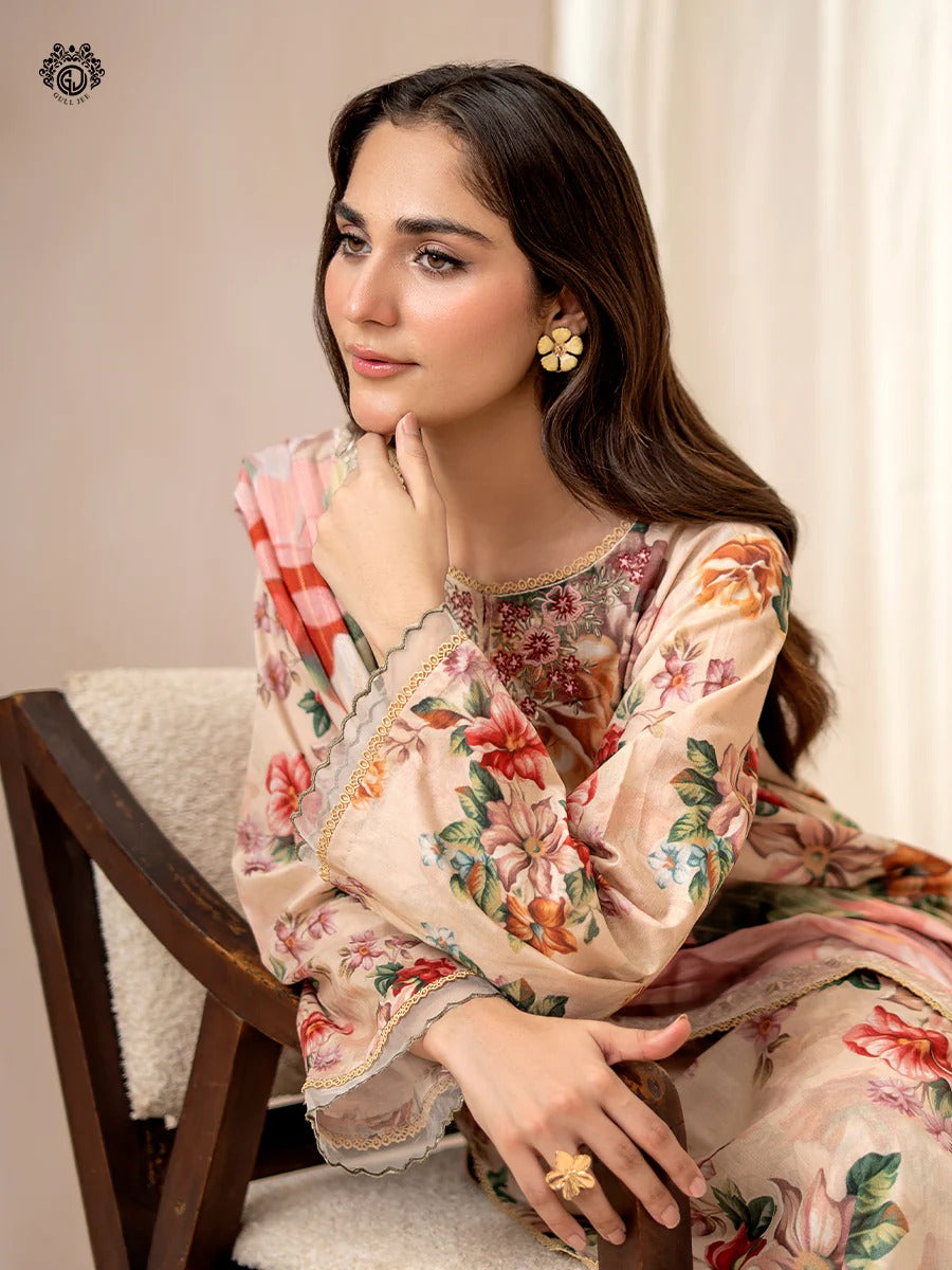 Ziva By Gull Jee Embroidered Digital Printed Lawn Unstitched 3 Piece