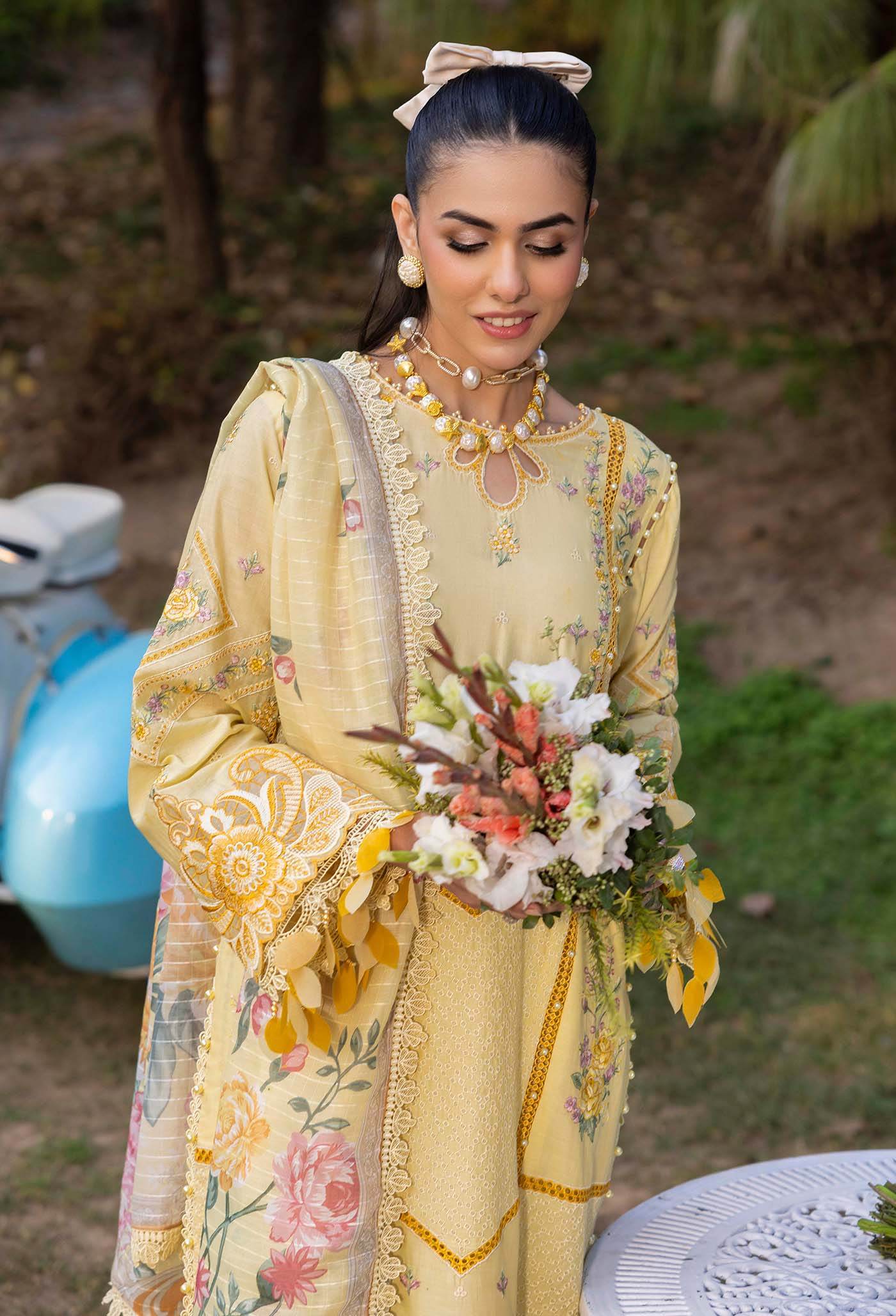 Adans Libas Gull Rukh Unstitched Lawn 3 Piece - Jotey