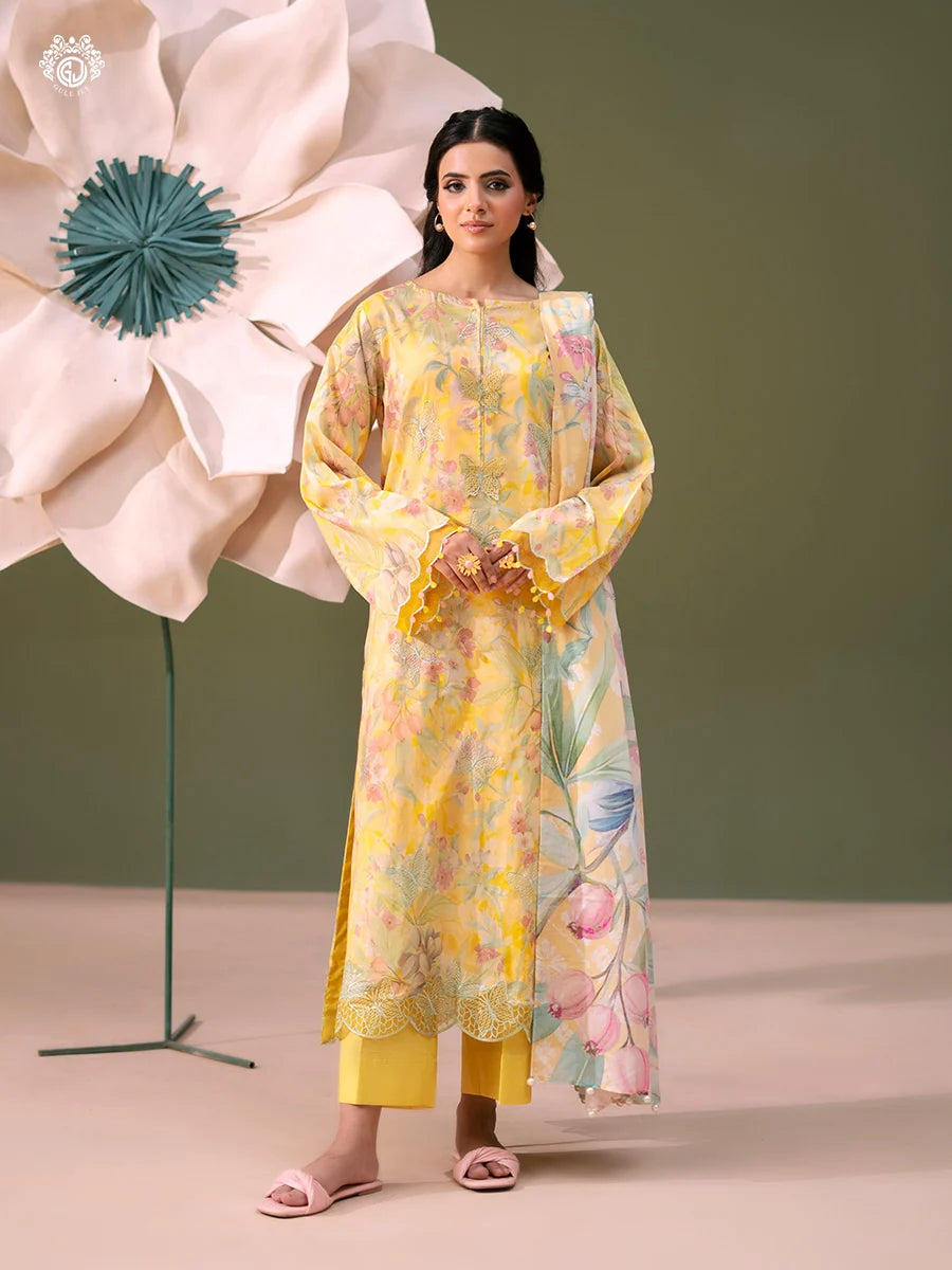 Bloom By Gull Jee Embroidered Digital Printed Lawn Unstitched 3Pcs