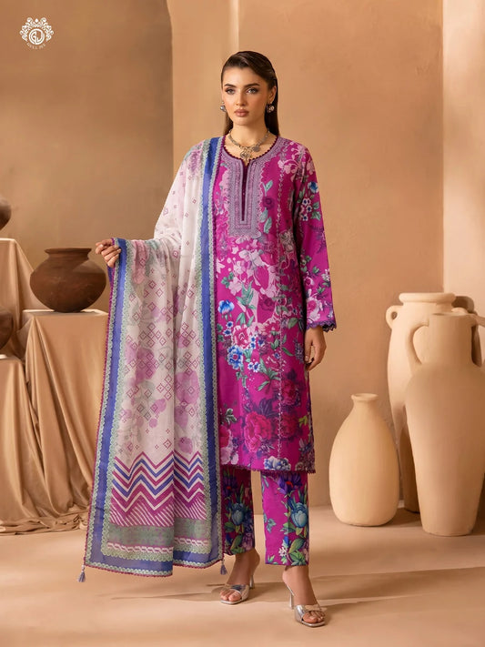 Printkari By Gull Jee Embroidered Digital Printed Lawn Unstitched 3Pcs