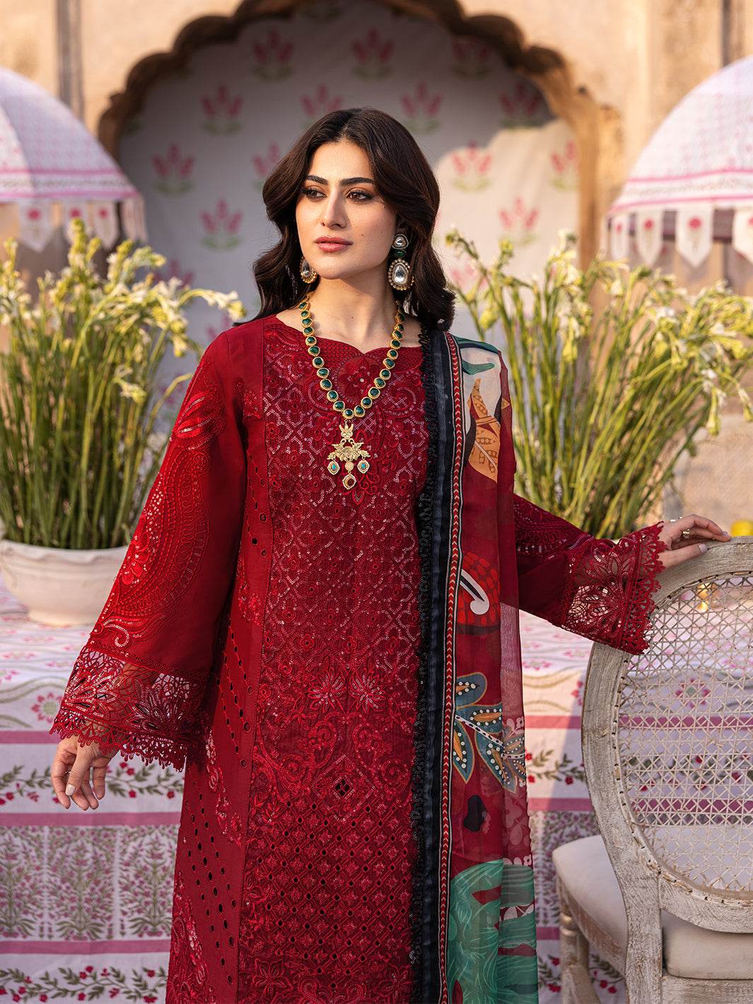 Husn Jahan By Mahnur Embroidered Luxury Lawn Unstitched 3pcs - Jotey