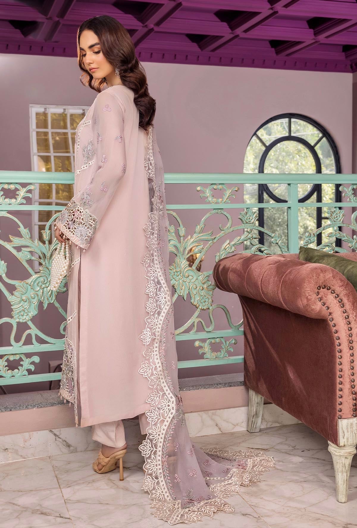 Ranak-E-Mehal Embroidered Chiffon Semi-Stitched 3pcs
