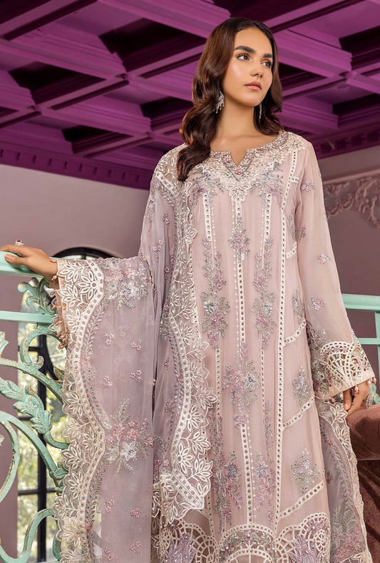 Ranak-E-Mehal Embroidered Chiffon Semi-Stitched 3pcs