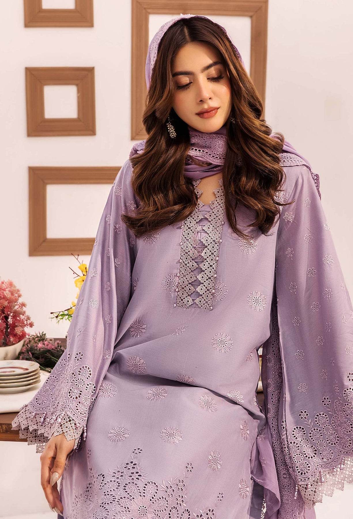 Adans Libas Stella Unstitched Chikankari Lawn 3 Piece - Jotey