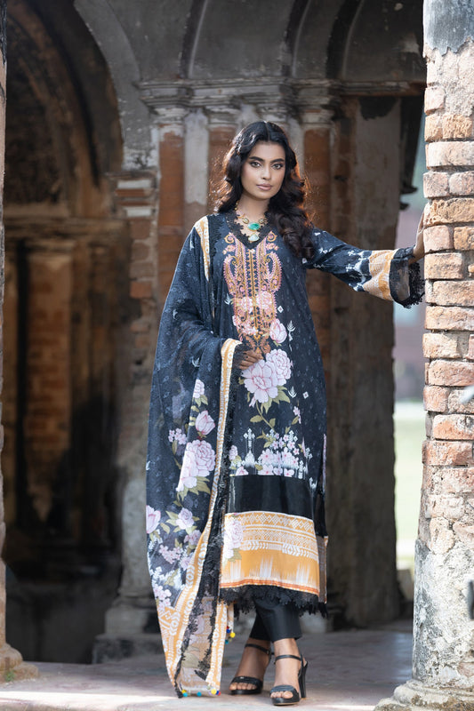 Meerab Embroidered & Sequence Work Lawn Unstitched 3pcs