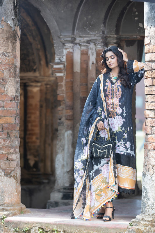 Meerab Embroidered & Sequence Work Lawn Unstitched 3pcs