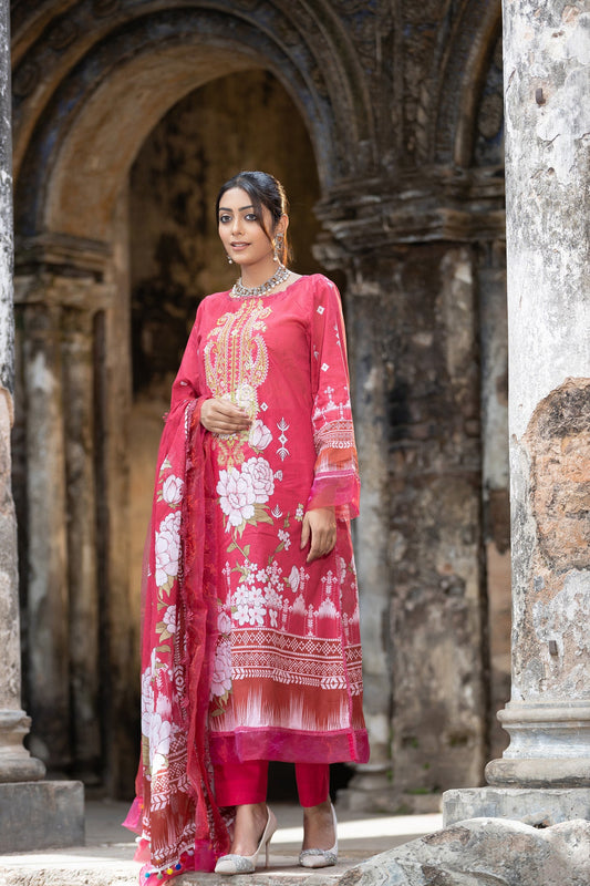 Meerab Embroidered & Sequence Work Lawn Unstitched 3pcs