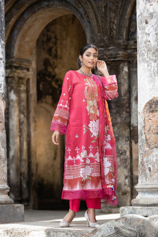 Meerab Embroidered & Sequence Work Lawn Unstitched 3pcs