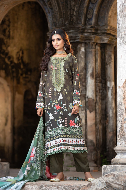 Meerab Embroidered & Sequence Work Lawn Unstitched 3pcs