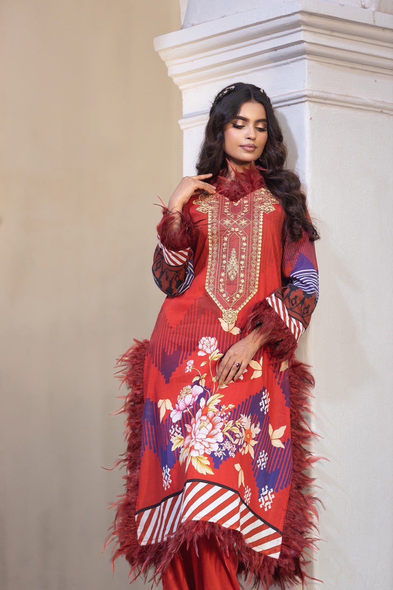 Hania Printed+Embroidered & Sequence Work Lawn Unstitched 3pcs