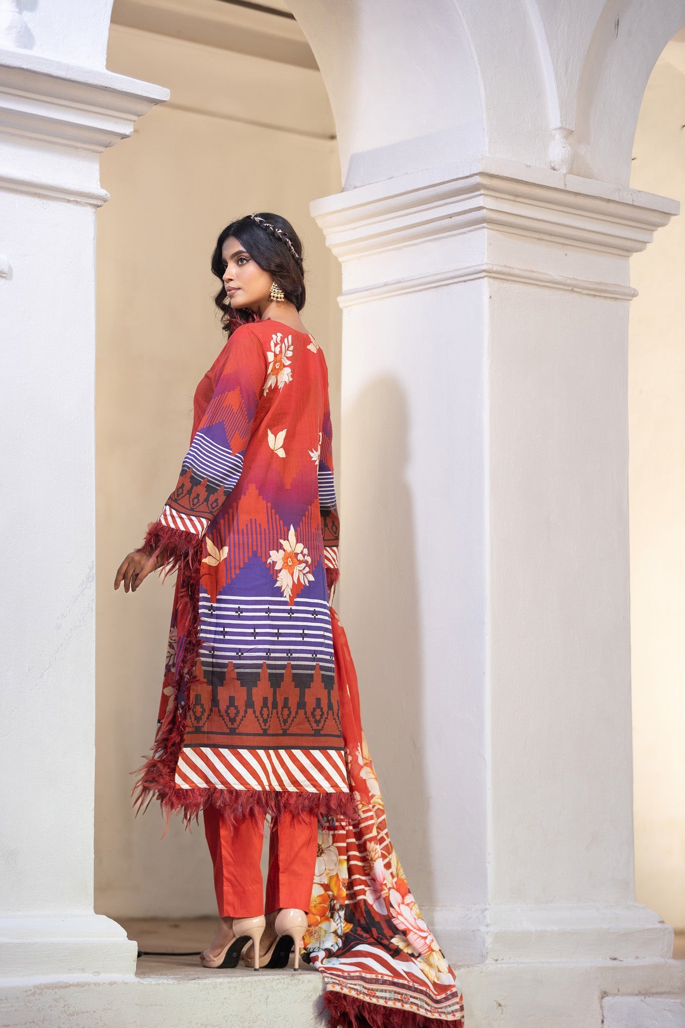 Hania Printed+Embroidered & Sequence Work Lawn Unstitched 3pcs