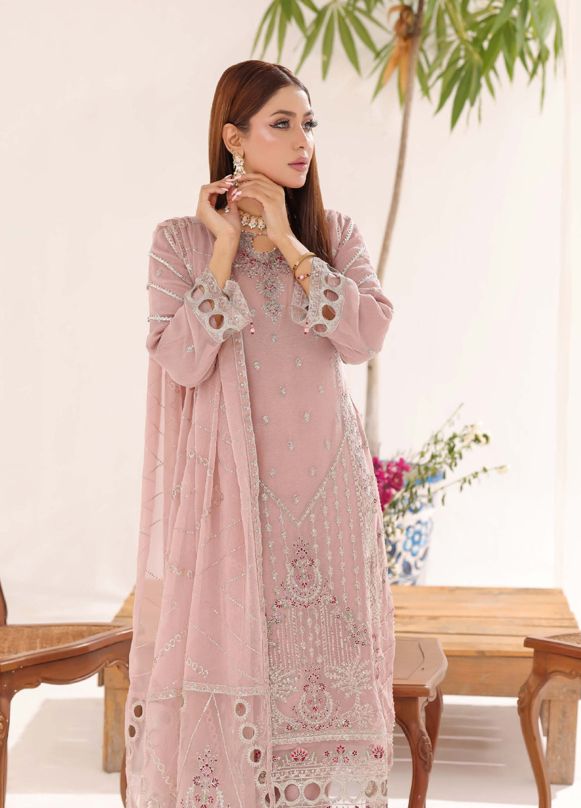Sahiba By Bin khalid Embroidered Fancy Chiffon Unstitched Three Piece