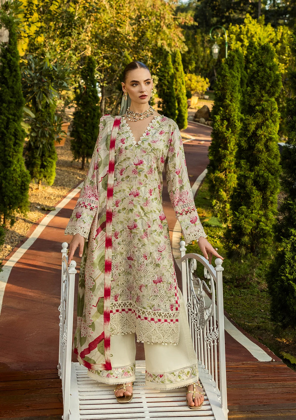 Elaf Print Chikankari Unstitched Lawn 3pcs