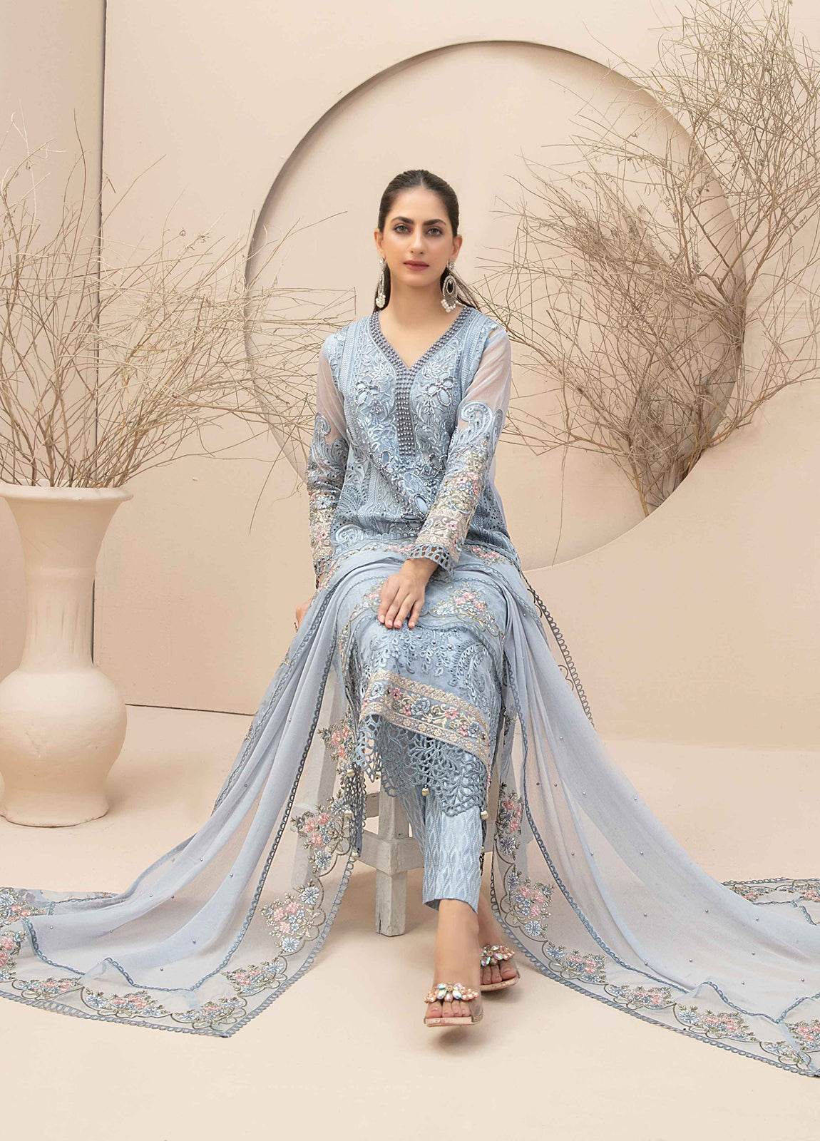 Dilaab By Tawakkal Embroidered Semi Stitched 3pcs - Jotey