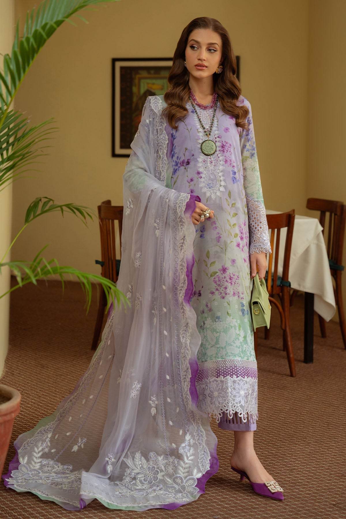 Nureh Maya Swiss Lawn Embroidered Unstitched 3pcs - Jotey