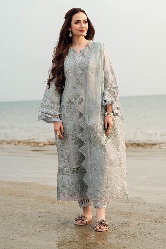 Nureh Khuwab Ebroidered & Embellished Swiss Voil Unstitched 3pcs - Jotey