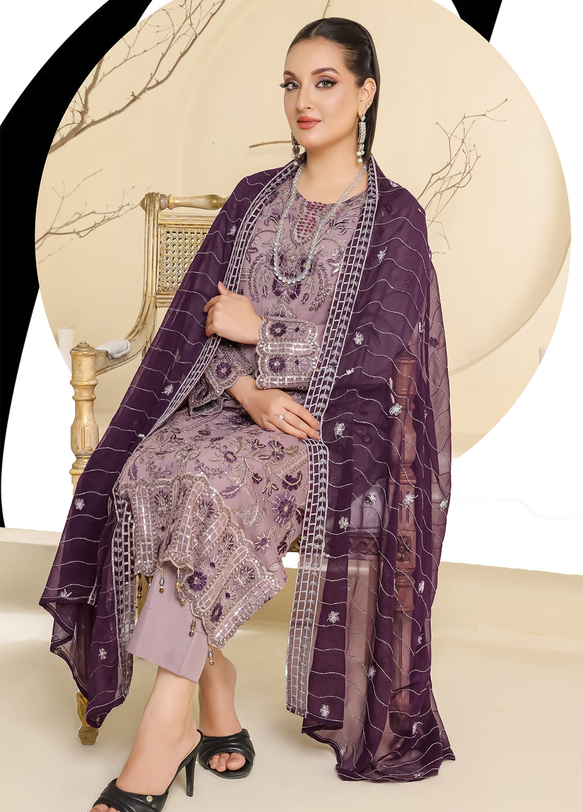 Raise By Bin Hameed Luxury Embroidered Chiffon Unstitched 3 Piece