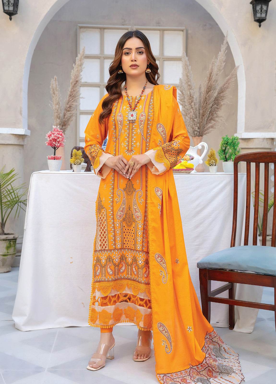 Ethnic By Anaya Hoor Embroidered Lawn Unstitched 3pcs - Jotey