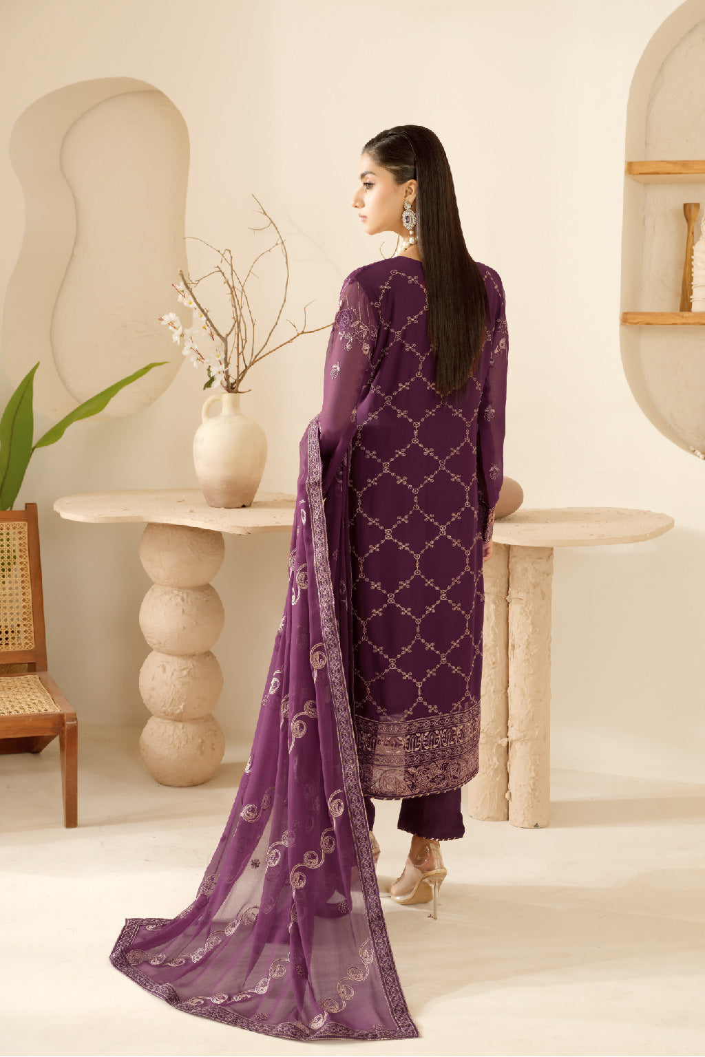 Sonehri By Ramsha Chiffon Unstitched 3pcs