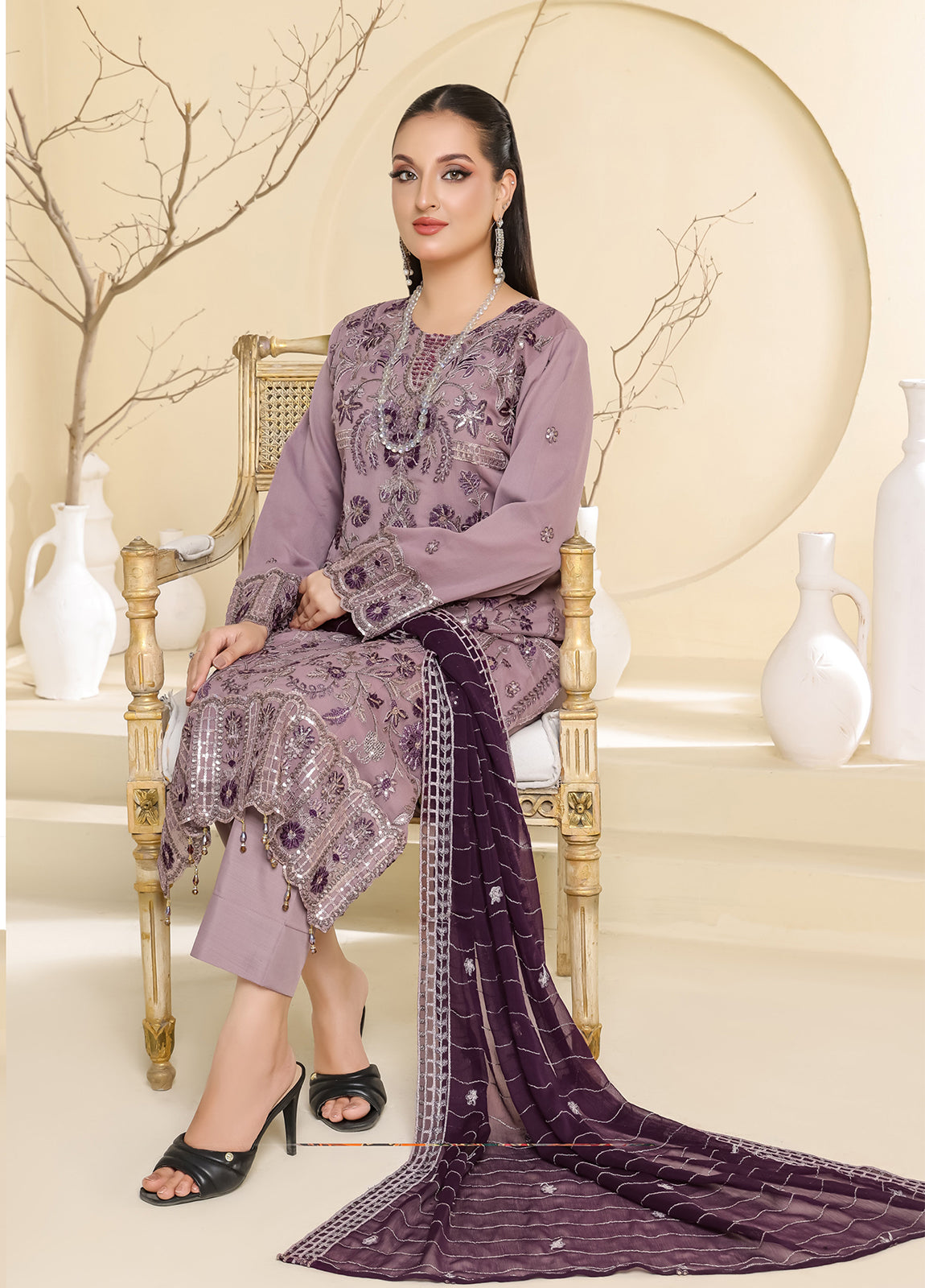 Raise By Bin Hameed Luxury Embroidered Chiffon Unstitched 3 Piece