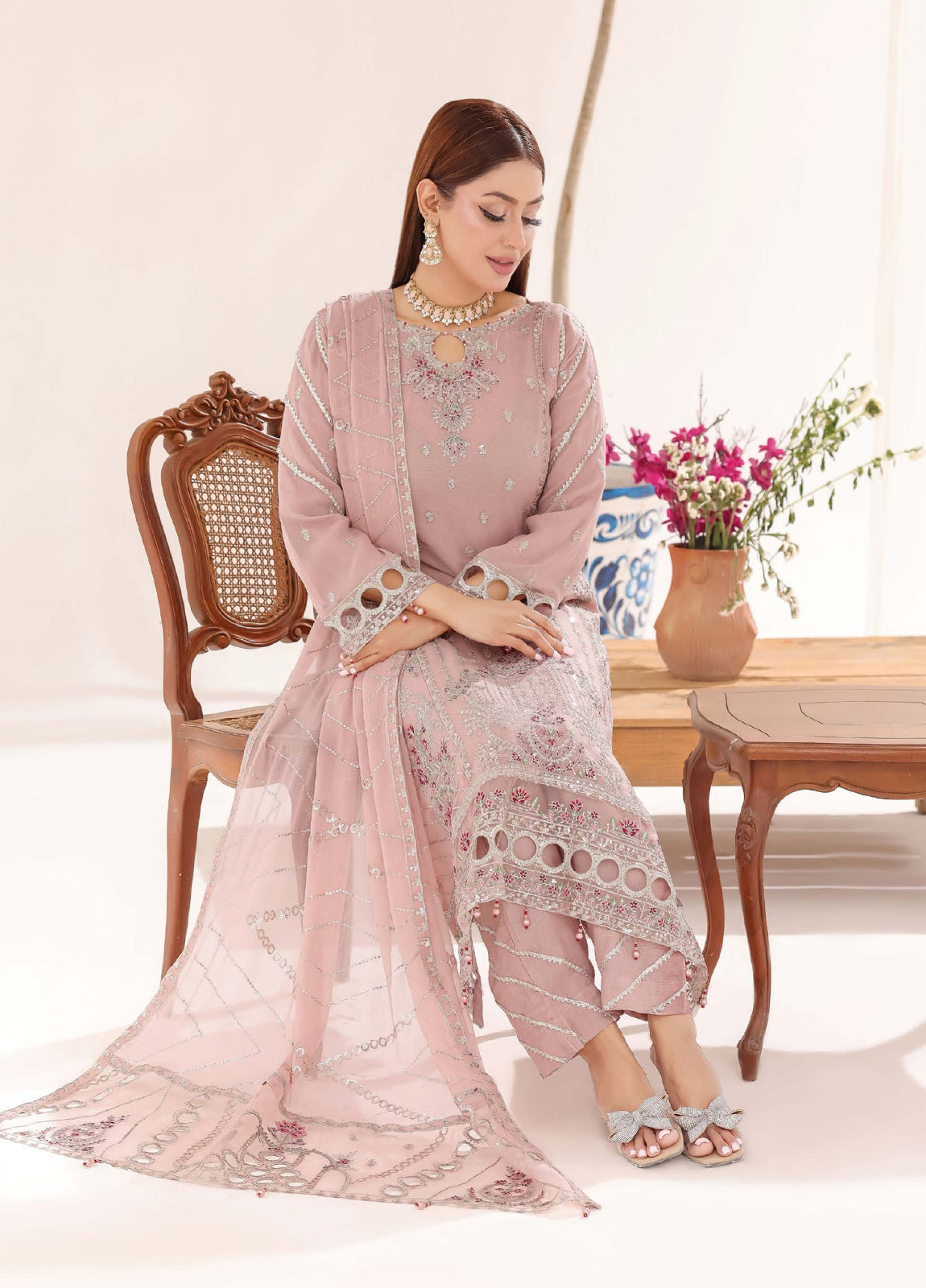 Sahiba By Bin khalid Embroidered Fancy Chiffon Unstitched Three Piece