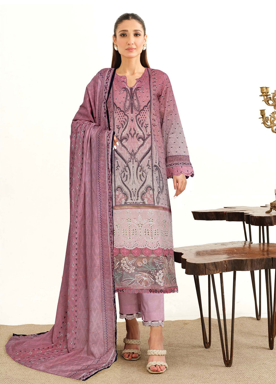 Roshna By Johra Embroidered Printed Lawn Unstitched 3Pcs