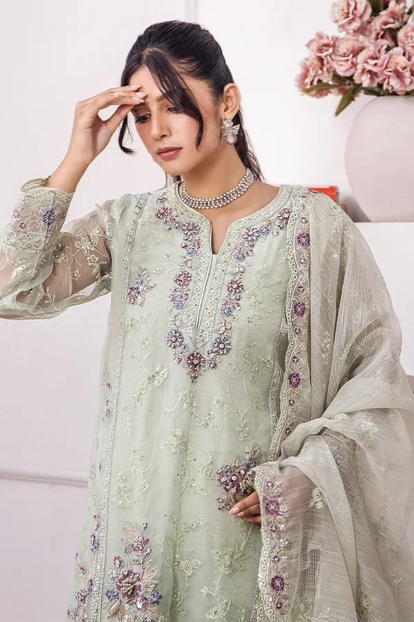 ZA Clothes MUZAYYAN Embroidered Organza Ready to wear 3pcs