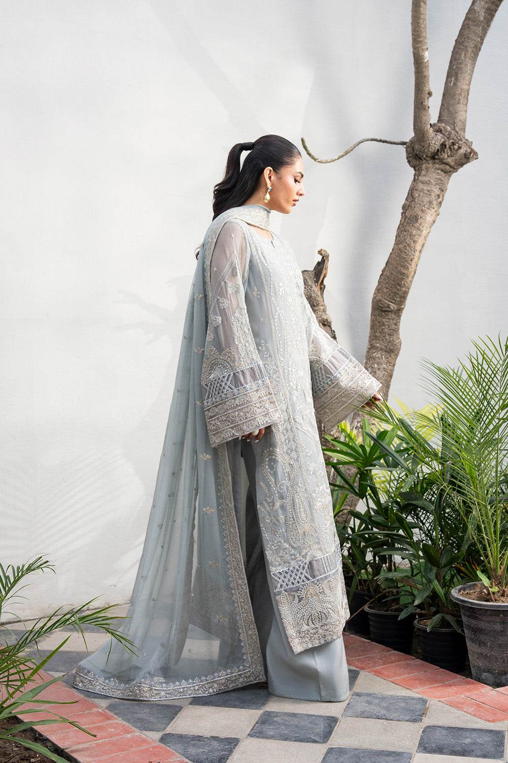 Tarz by Freesia Embroirdered Chiffon Unstitched 3 Piece - Jotey