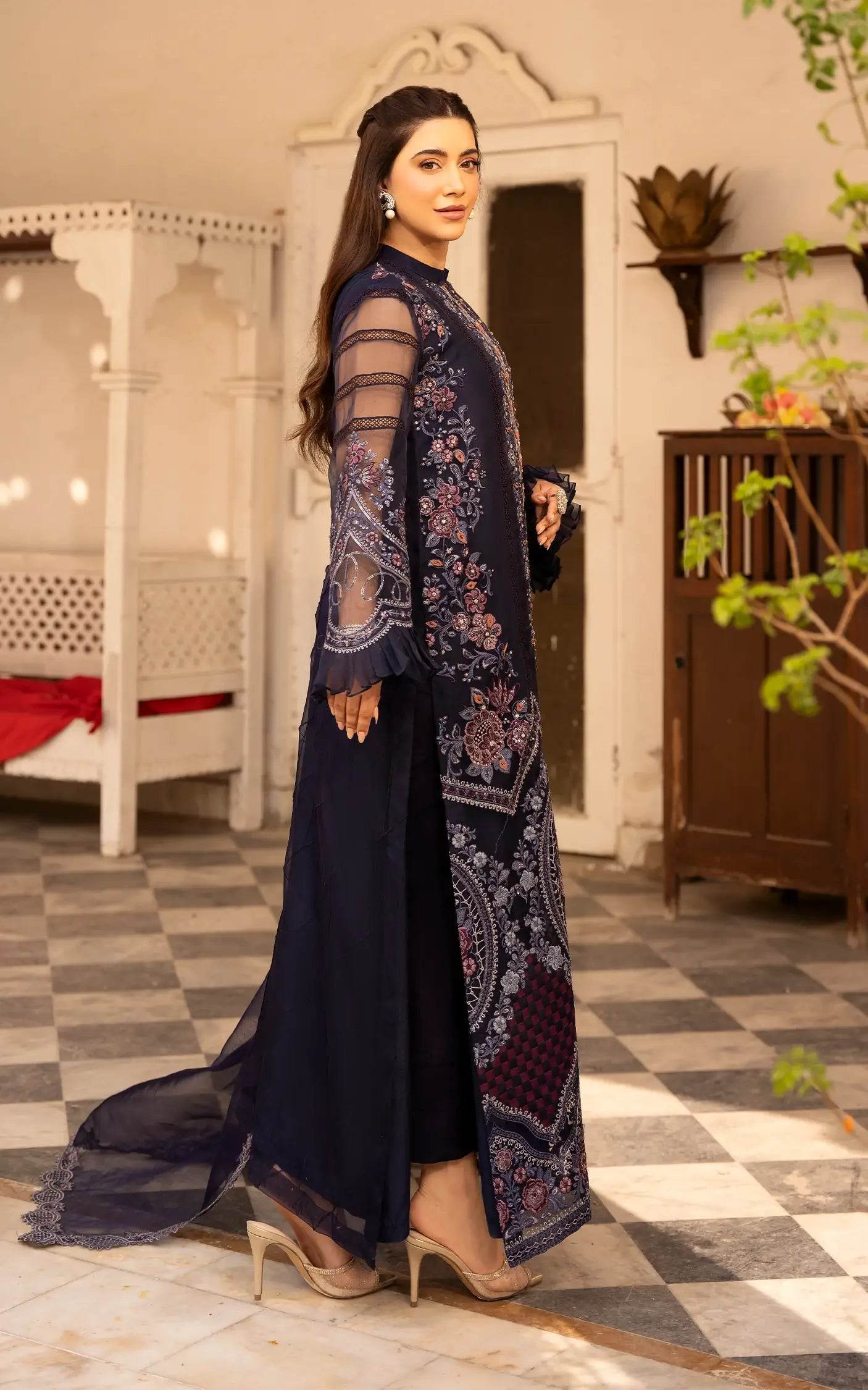 Eid Festive By Asifa And Nabeel Vol-01 Embroidered Zari Net Unstitched 3pcs - Jotey