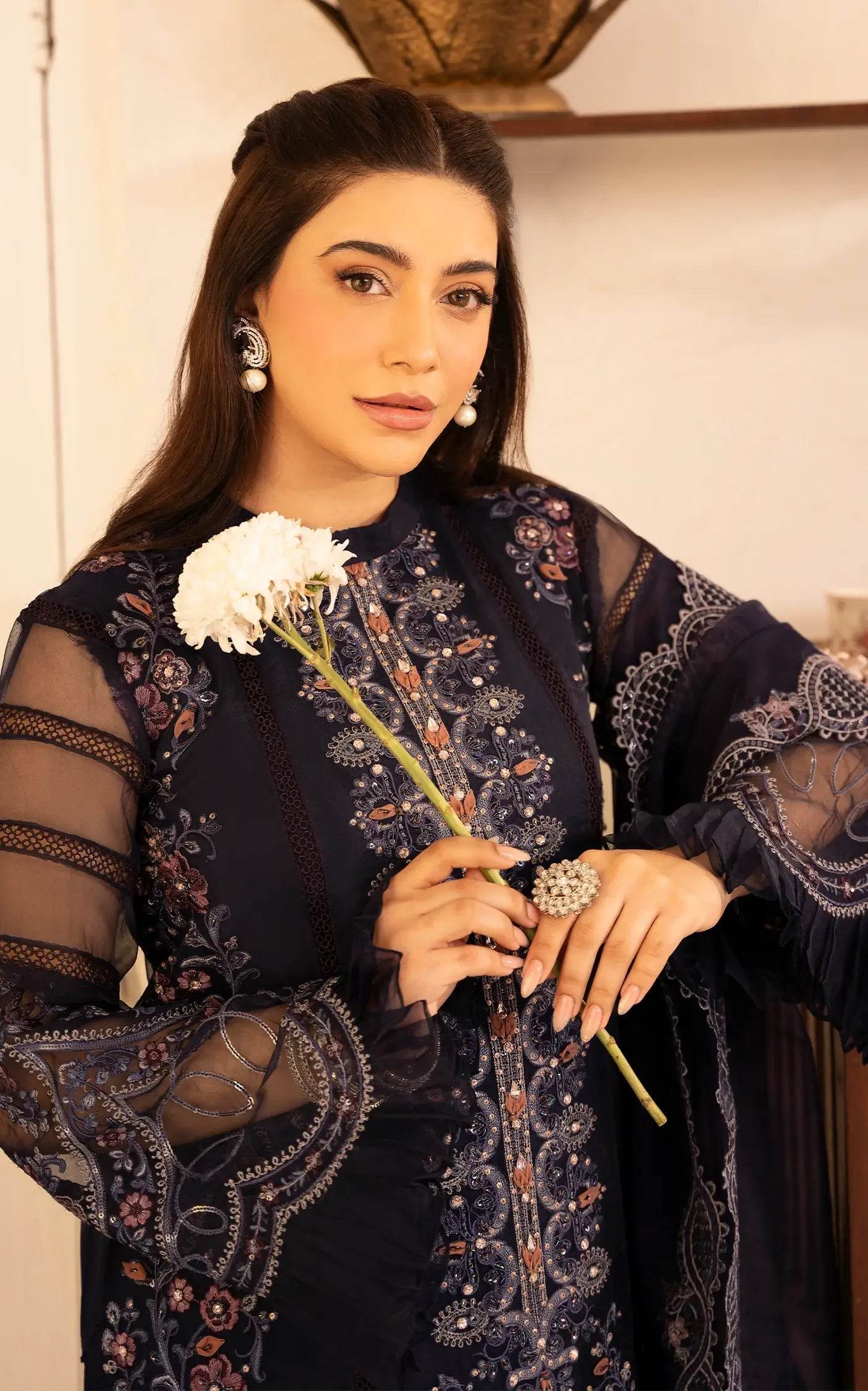 Eid Festive By Asifa And Nabeel Vol-01 Embroidered Zari Net Unstitched 3pcs - Jotey