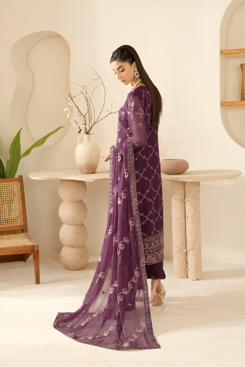 Sonehri By Ramsha Chiffon Unstitched 3pcs
